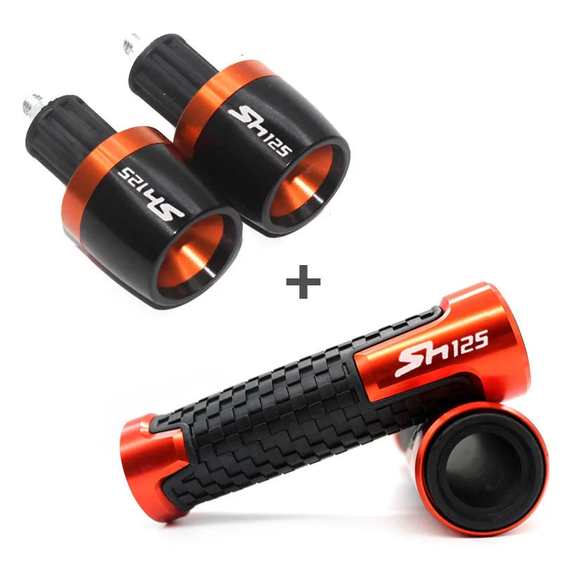Motorcycle 22mm 7/8" CNC Handlebar Hand Grips Rubber Grip For HONDA SH125 SH125i SH 125 2014 201 - Automotive LED Light