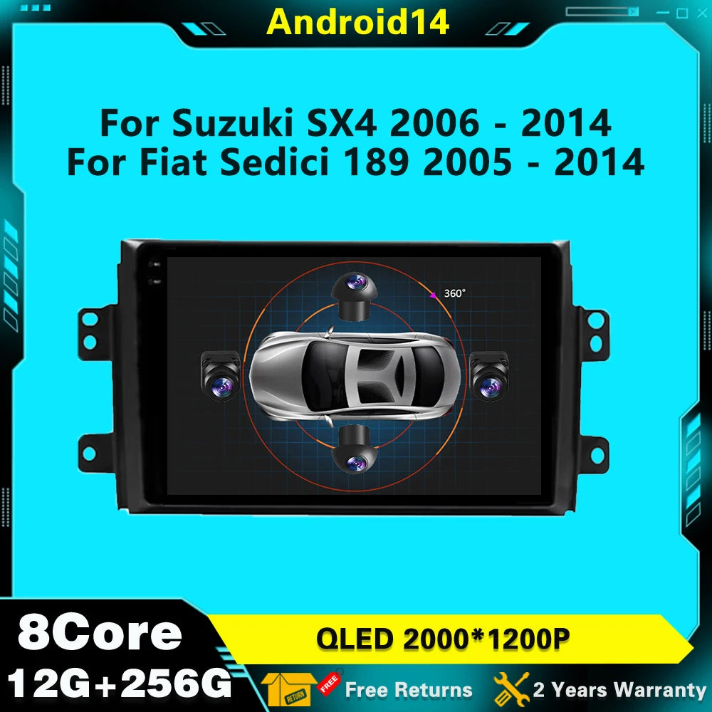For Suzuki SX4 2006-2013 Fiat Sedici 2005-2014 Android 14 Car Radio Multimedia Video Playe