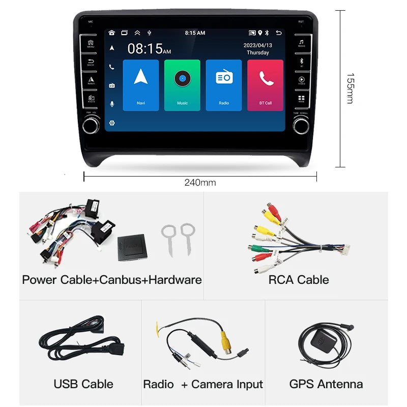 SZLELV For Audi TT MK2 8J 2006-2014 Touch Screen Multimedia Car Radio Android Carplay Vide