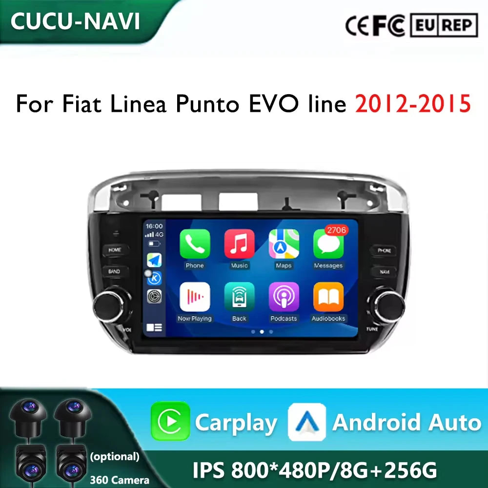 7“ Android 15 Car Radio For Fiat Linea Punto EVO line 2012-2015 Multimedia Player No 2Din  | AUTOKITSHOP