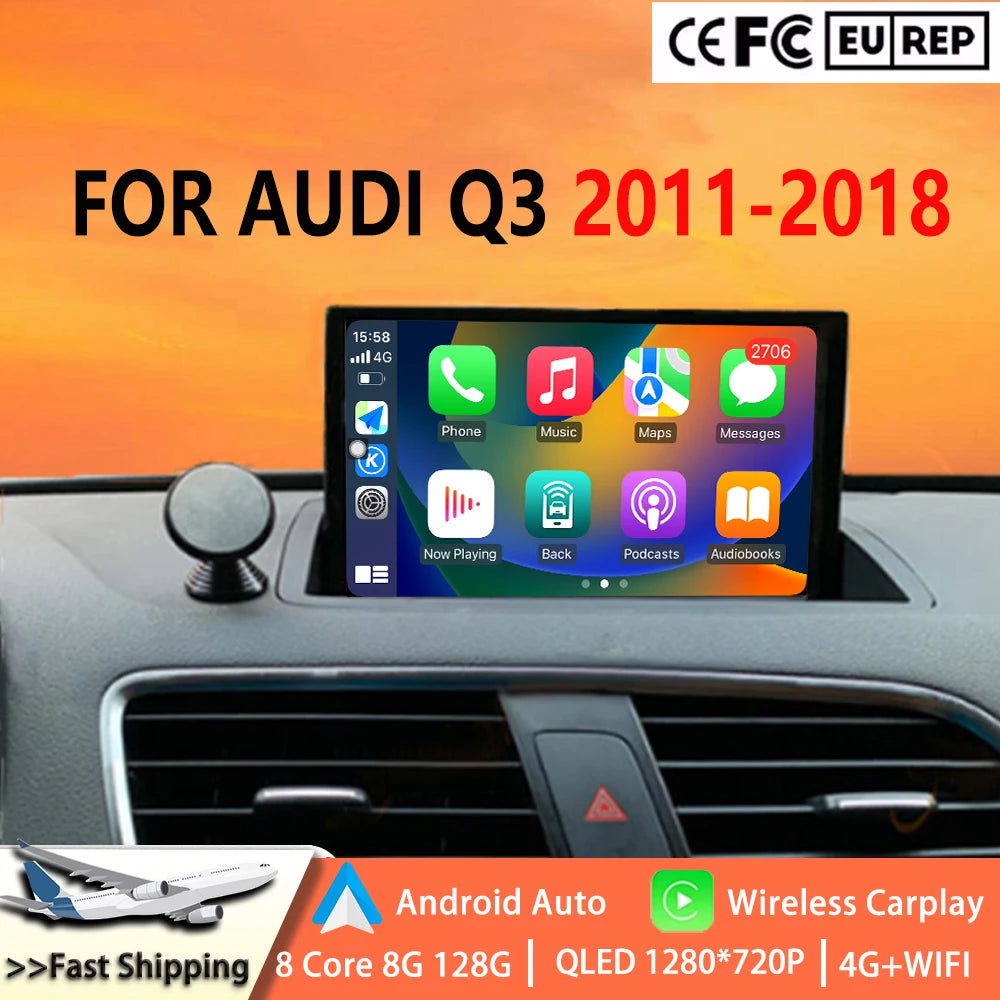 8inch Screen Wireless CarPlay Android 15 For Audi Q3 2011 2012-2018 Car Multimedia Radio P | AUTOKITSHOP