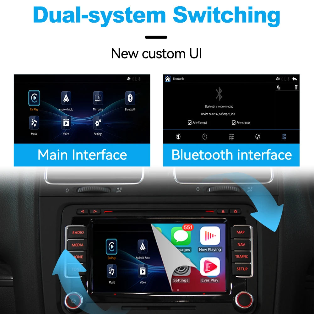 Wireless CarPlay Android Auto Interface for Volkswagen Tiguan Passat Phaeton RNS510 Series - Mirror Link Airplay Support