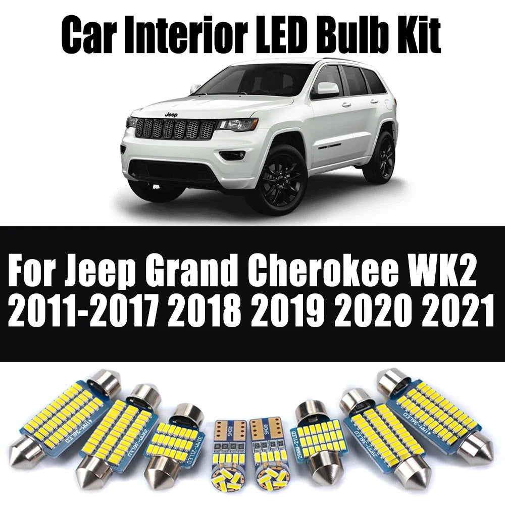 15-Piece LED Interior Light Kit for Jeep Grand Cherokee WK2 2011-2017 - Canbus Dome Map Door Trunk Bulbs | AUTOKITSHOP