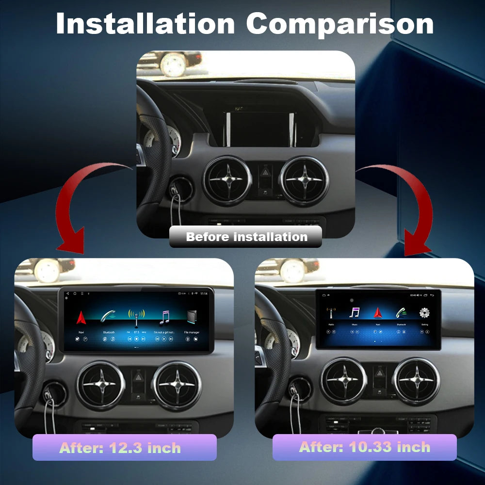 Wireless Carplay/Android Auto 12.3'' Touch screen Multimedia Radio Receiver for Mercedes B