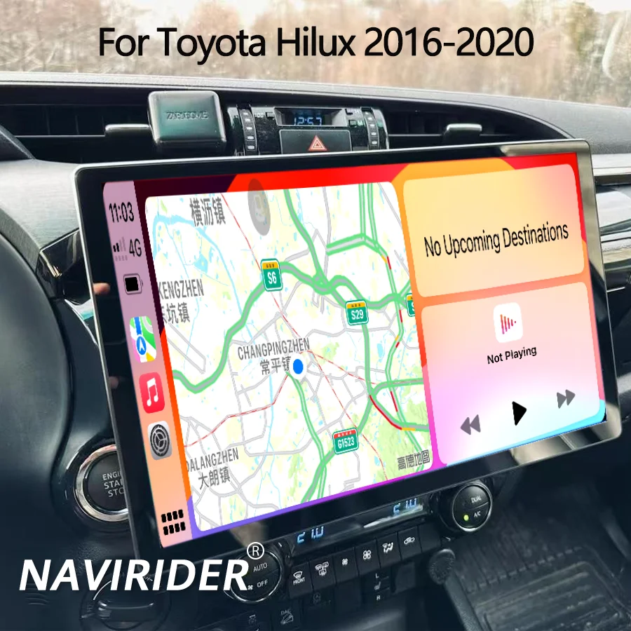 13.3 inch Android 15 Carplay Auto for Toyota Hilux 2016 2020 Multimedia Navigation GPS Car