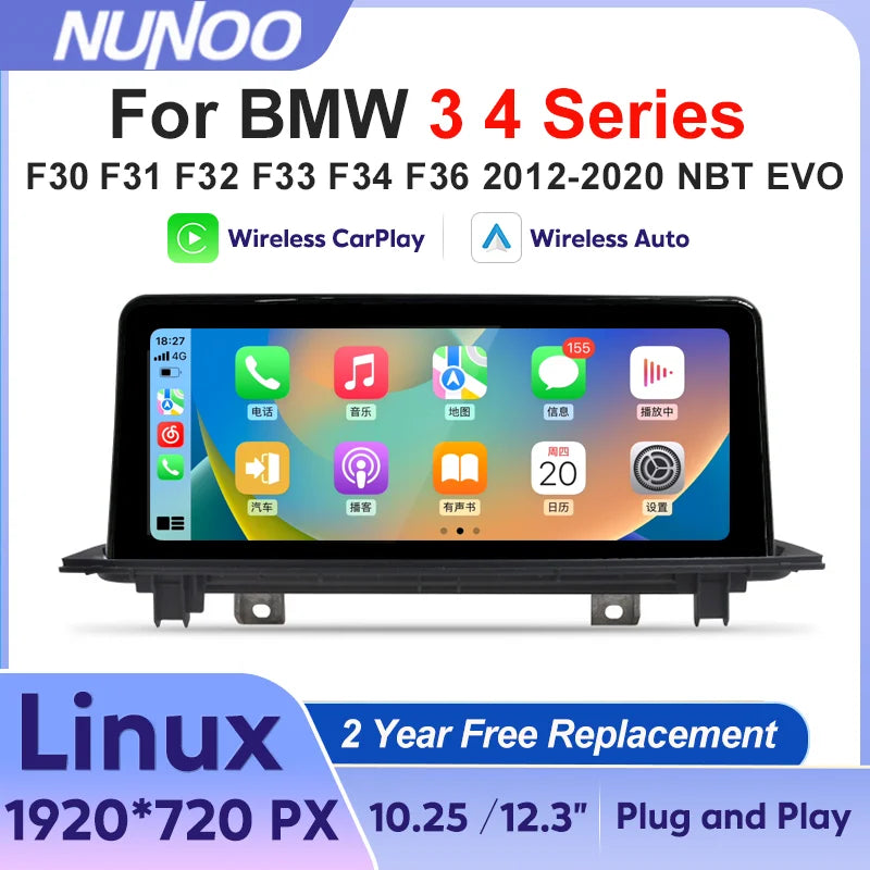 Wireless CarPlay Android Auto For BMW 3 4 Series F30 F31 F32 F33 F34 F36 2012-2020 Multime