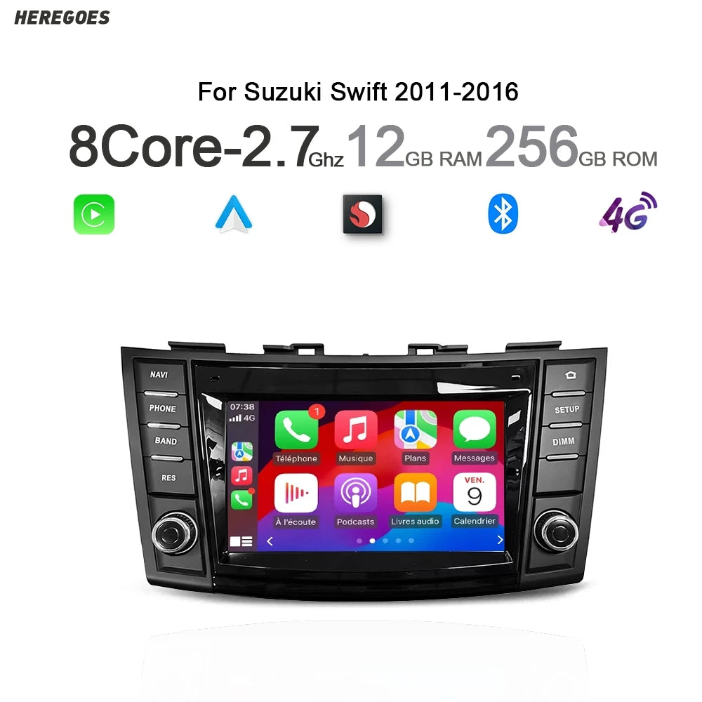 7" Android 14 Car Radio GPS Navigation Stereo 12G 256GB WiFi Bluetooth Carplay Multimedia Player for Suzuki Swift 4 2011