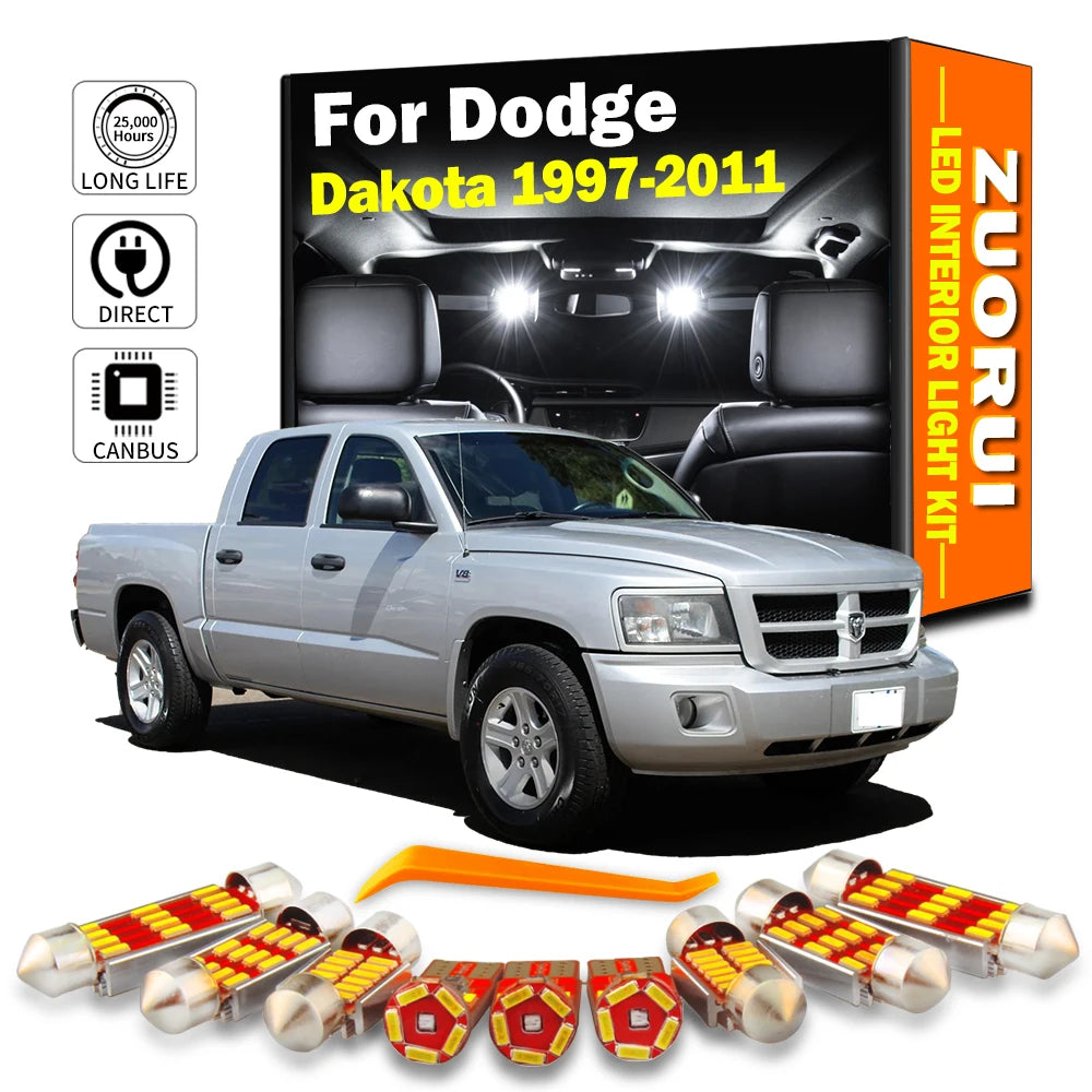 LED Interior Light Kit for Dodge Dakota Pickup 1997-2004 - Canbus Dome Map Door Trunk Bulbs | AUTOKITSHOP
