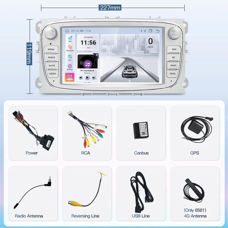 SZLELV Android Car Radio For Ford Focus S-Max Galaxy C-Max Kuga Mondeo Multimedia Auto Car