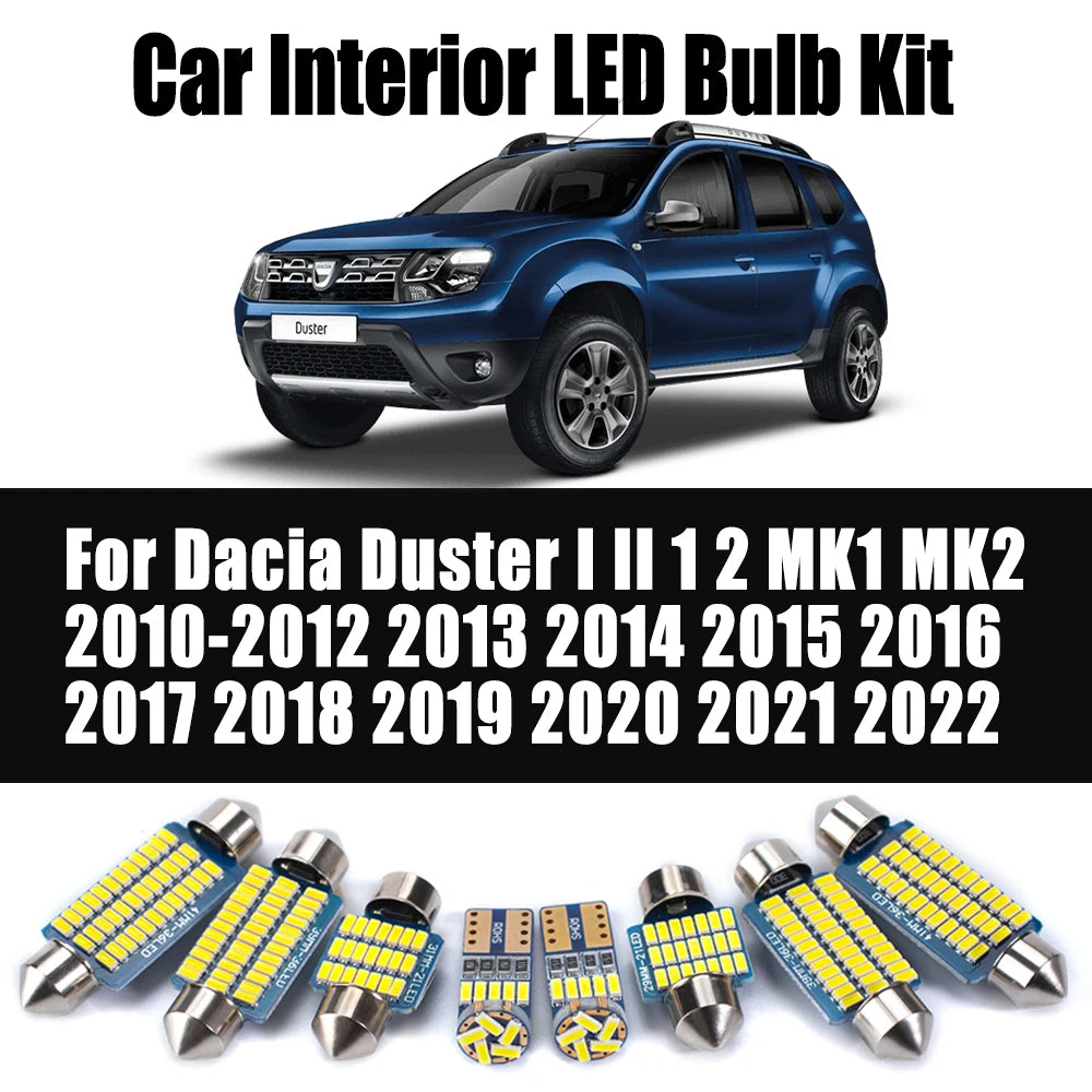 LED Interior Light Kit for Dacia Duster I II 1 2 MK1 MK2 2010-2015 - Canbus Dome Map Door Trunk Bulbs | AUTOKITSHOP