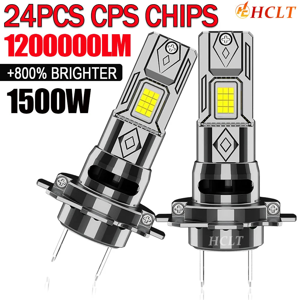 H7 LED CANBUS Bulb 1200000LM Super Bright Wireless Led Headlight 6000K Spotlight Turbo Fan