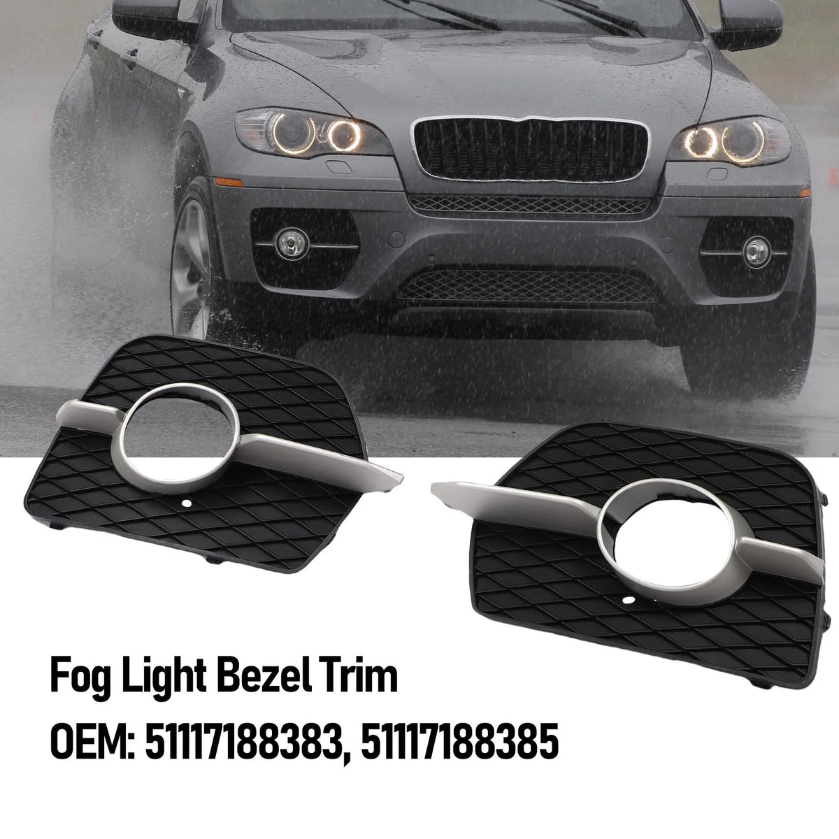Car Fog Light Bezel Trim Fog Lamp Grill Trim Scratch Proof Long Lasting 51117188 for E72 E71 X6 2008-2014 - Automotive L