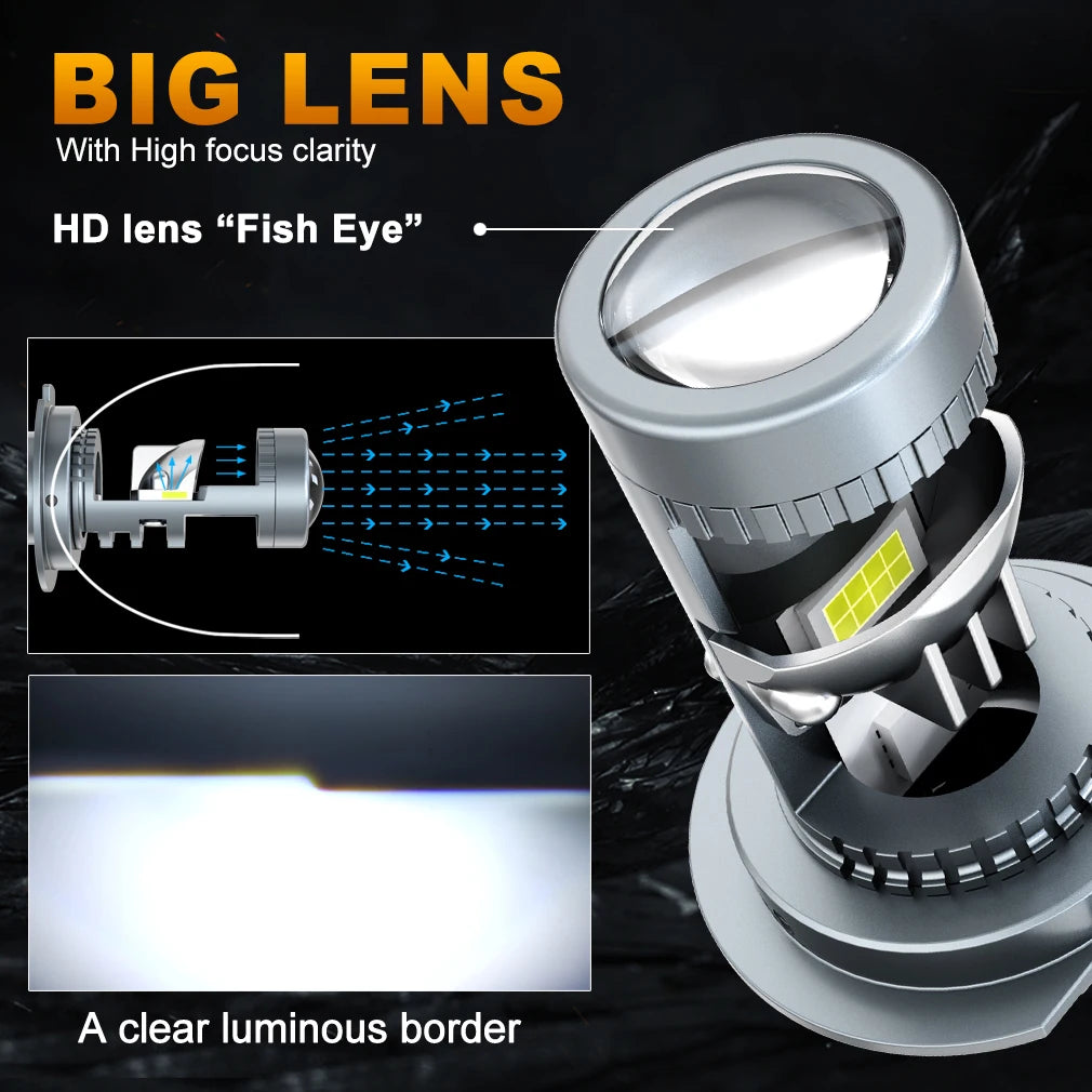 XSTORM H7 LED Headlight Lens Projector 80W 30000LM Car Light Bulbs 9005 9006 H11 LED Canbu