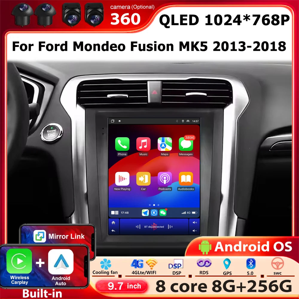 Wireless Carplay For Ford Mondeo Fusion MK5 2013 2014 2015 - 2018 Android 16 Car Radio Mul