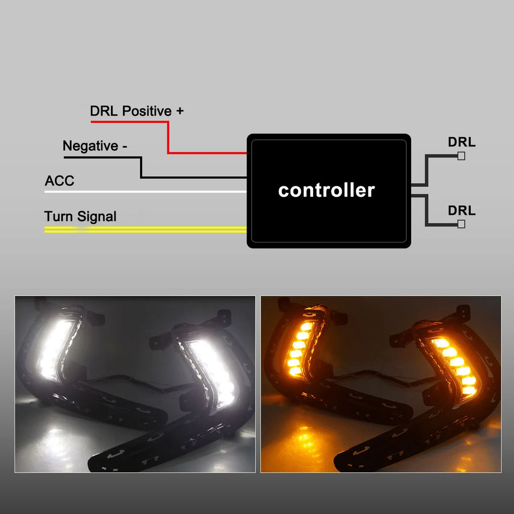 Fog Lights for Hyundai Elantra 2016 2017 2018 LED DRL Fog Lamp Front Bumper Headlights Day | AUTOKITSHOP