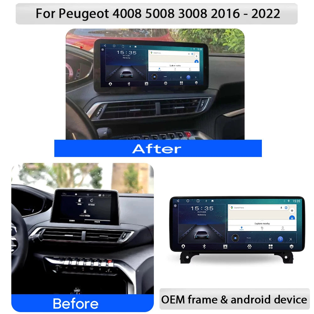 12.3 inch For Peugeot 4008 5008 3008 2016-2022 Android AUTO Carplay Car Radio Multimedia P