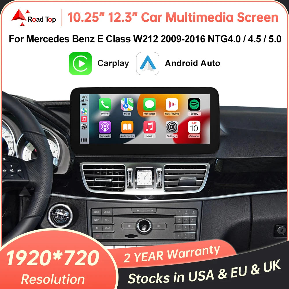 Wireless CarPlay Android Auto Car Multimedia Screen for Mercedes Benz E Class W212 2009-20 | AUTOKITSHOP