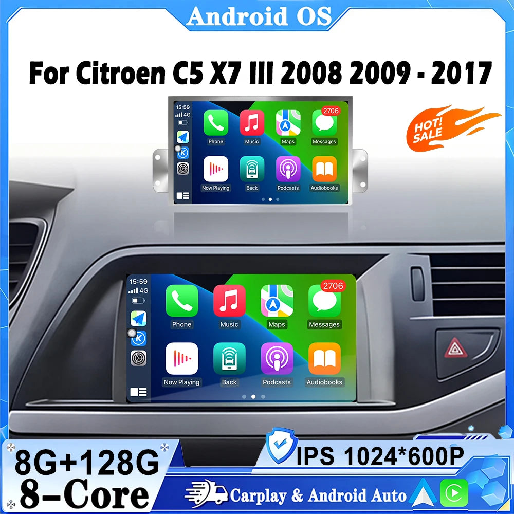 For Citroen C5 X7 IlI 2008 2009 -2017 7" Android 16 Car Multimedia Player GPS Carplay Auto
