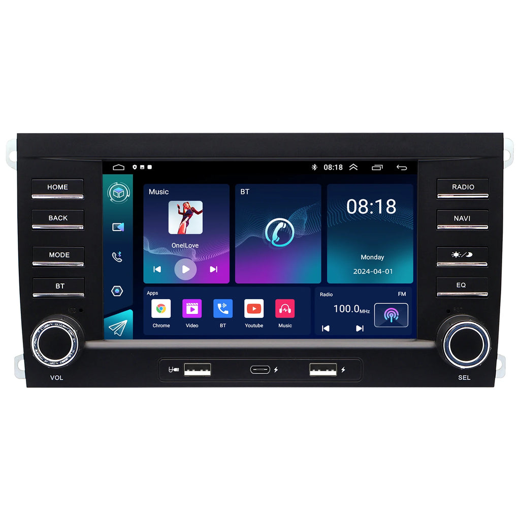 7" Android Car Radio GPS Type-C Wireless CarPlay Android Auto for Porsche Cayenne 2003-2010 - Bluetooth Steering Control