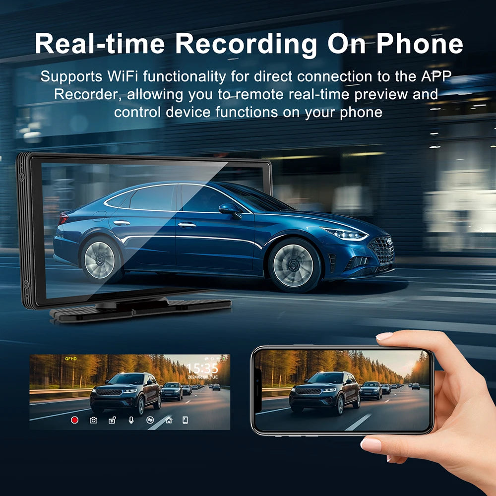 10.26 inch Car DVR 4K Dash Cam Dual Lens Wireless Carplay & Android Auto Video Recorder Mo | AUTOKITSHOP