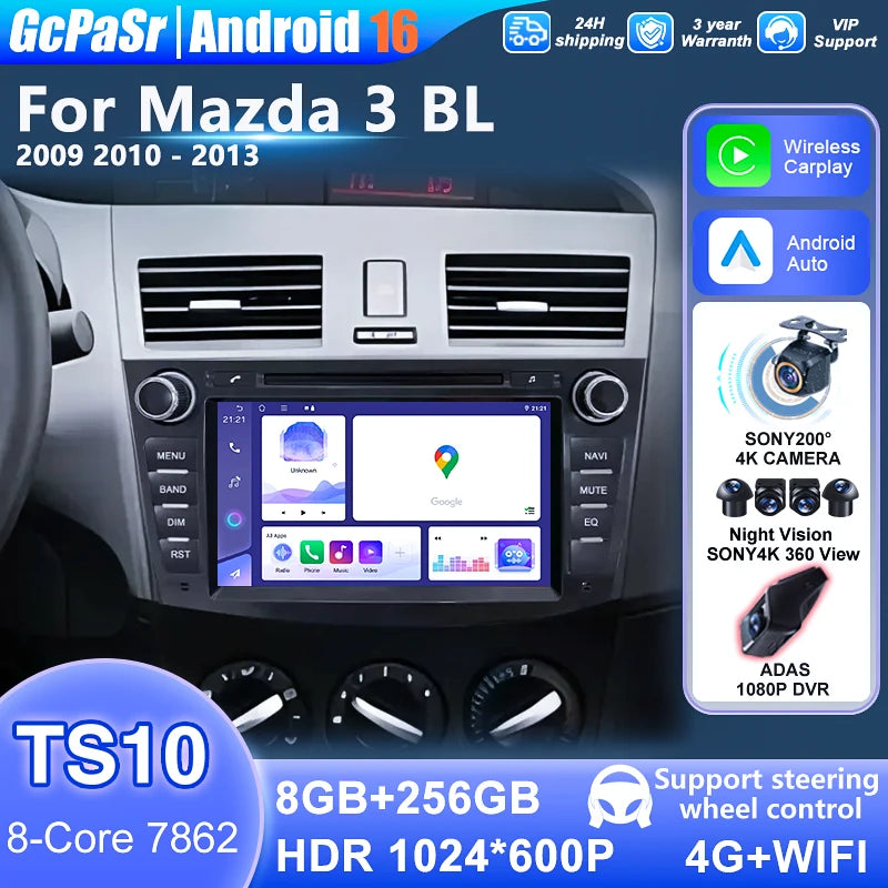 For Mazda 3 BL 2009 - 2013 Android Auto 7 Inch Car Radio Multimedia Auto Player GPS Headun