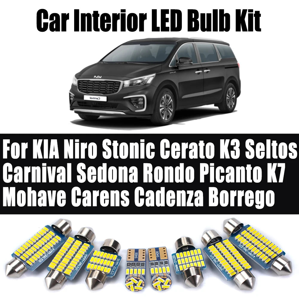 LED Interior Light Kit for KIA Niro Stonic Cerato K3 Seltos Carnival Sedona Rondo Picanto Borrego Mohave Carens Caden...
