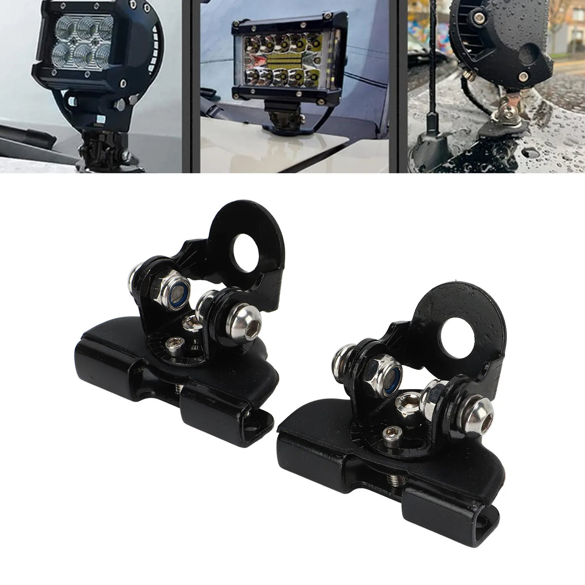 Engine Hood LED Light Bar Mounting Bracket Work Light Mount Holder Base Universal for Cars Sedan - Automotive LED Light