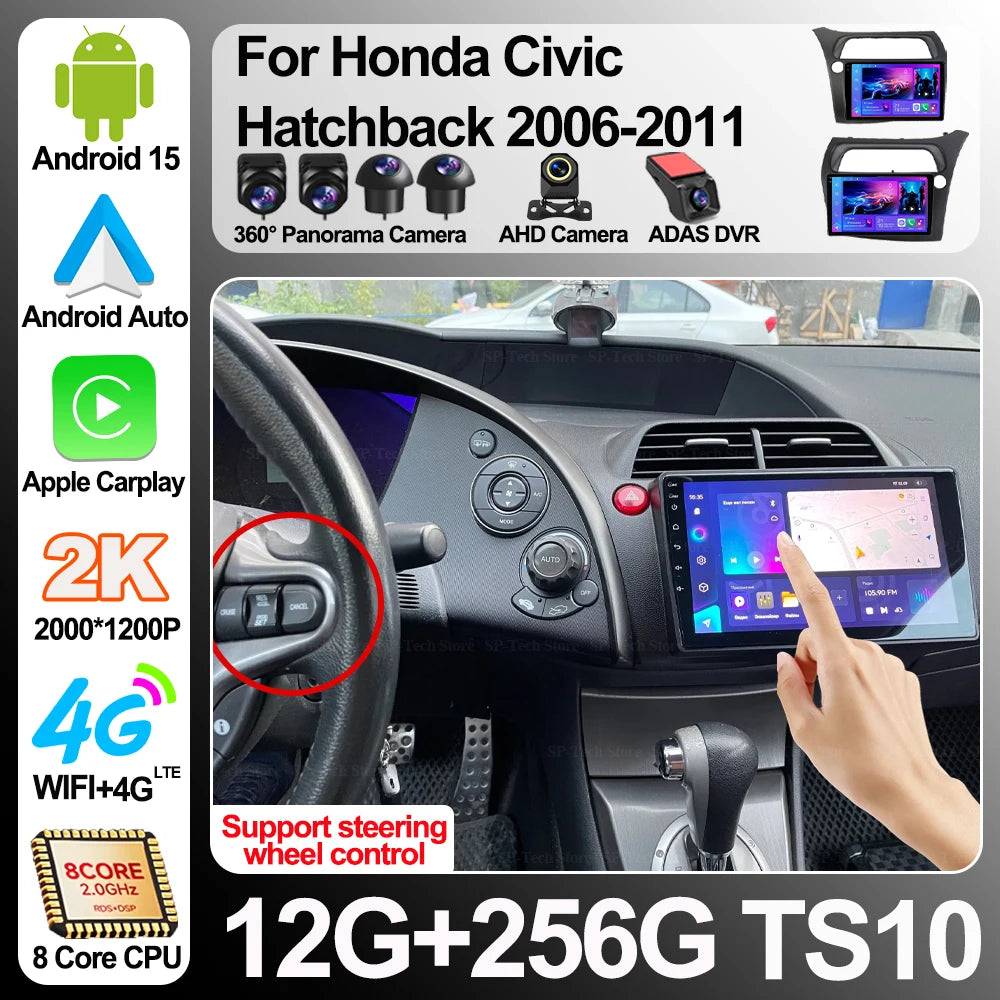 For Honda Civic Hatchback 2006 2007 2008 2009 2010 2011 android 16 Lhd Rhd Car Radio Stere | AUTOKITSHOP