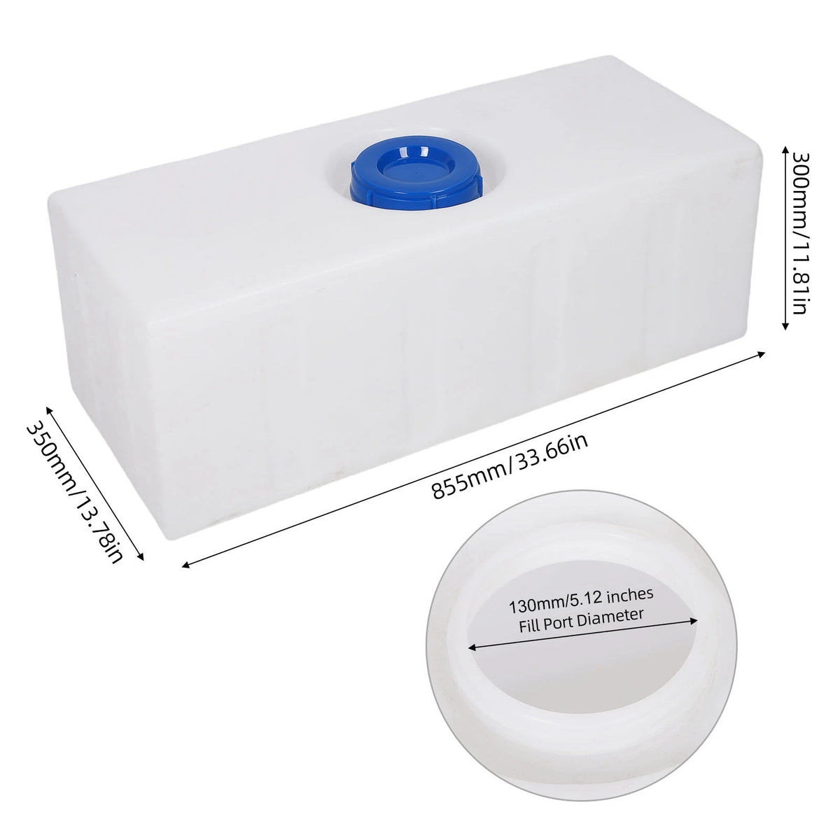 RV Water Tank Portable 33.66x13.78x11.81 in Gray Water Storage Container 140mm Port Leakproof 22 - Automotive LED Light