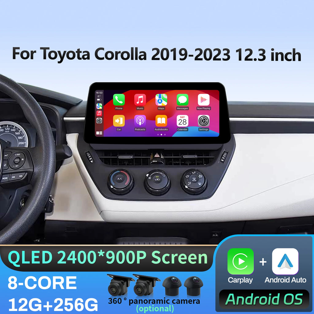 12.3 inch Car Radio Multimedia For Toyota Corolla 2019-2023 Android 14 Wireless Bluetooth