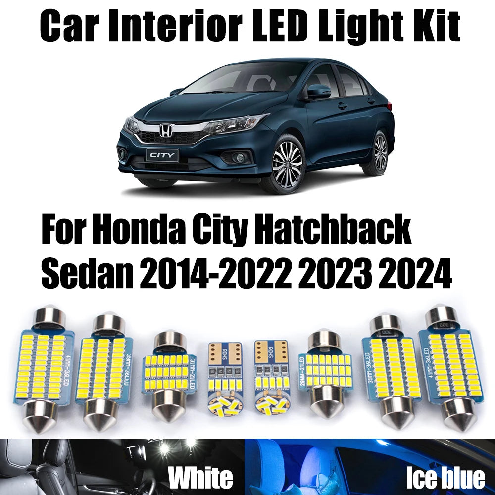 8-Piece LED Interior Light Kit for Honda City Sedan Hatchback 2014-2021 - Canbus Dome Map Door Trunk Bulbs | AUTOKITSHOP