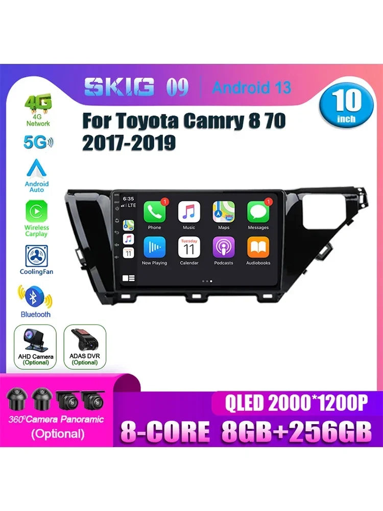 For Toyota Camry 8 70 2017 2018 2019 Android 14.0 Car Stereo Radio Navigation GPS Multimed