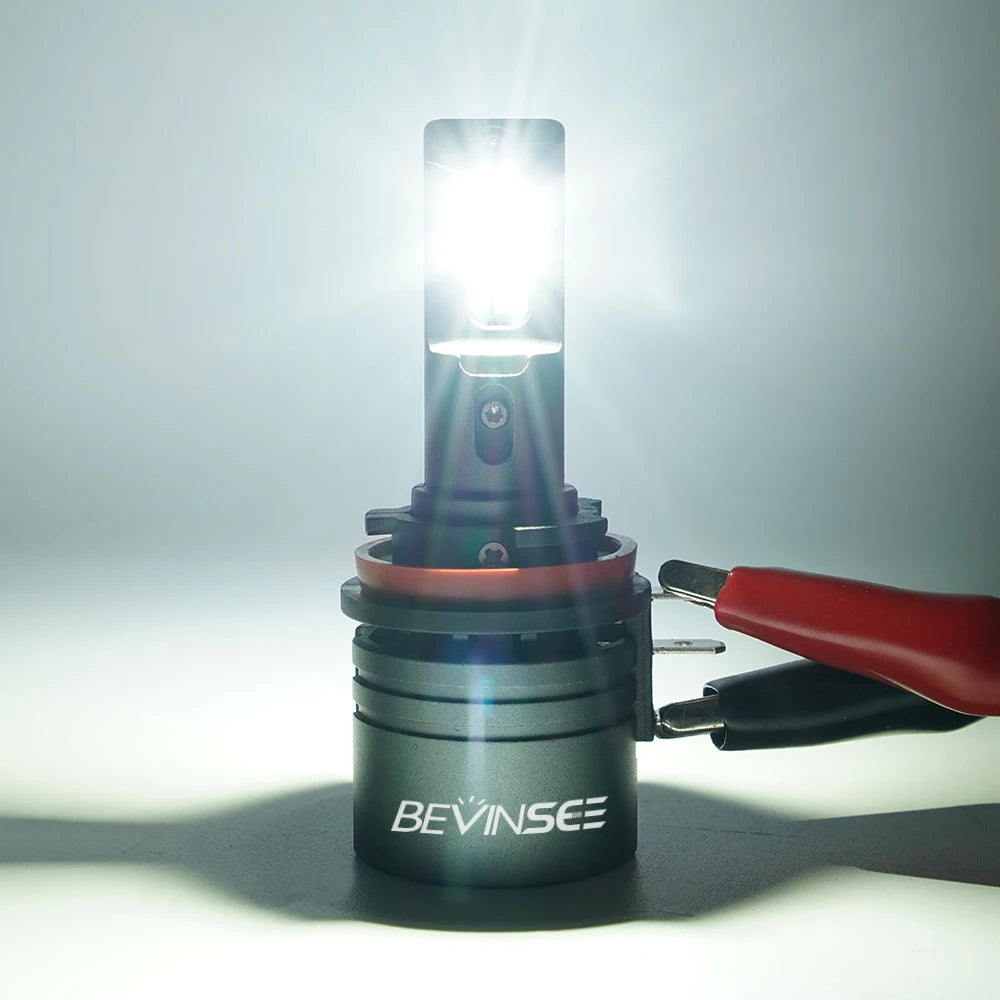 BEVINSEE 2x H15 LED Bulb 50W High Beam + 16W DRL Daytime Running Light Turbofan 6000K Whit