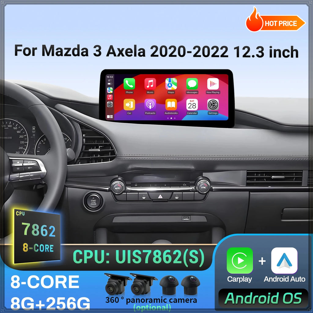 12.3 inch Android 14 4G GPS Wireless BT CarPlay Car Radio Navigation Stereo Touch Multimed
