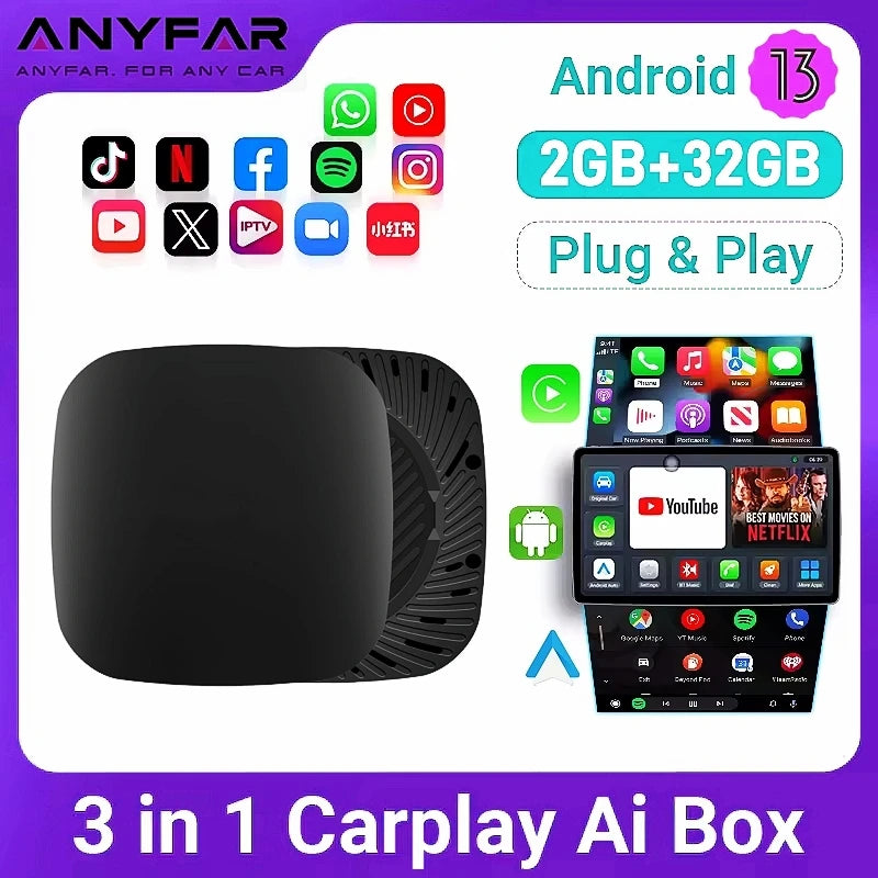 Carplay AI Box Android 13 Wireless Android Auto For Youtube Netflix Toyota Mazda Hyundai H | AUTOKITSHOP
