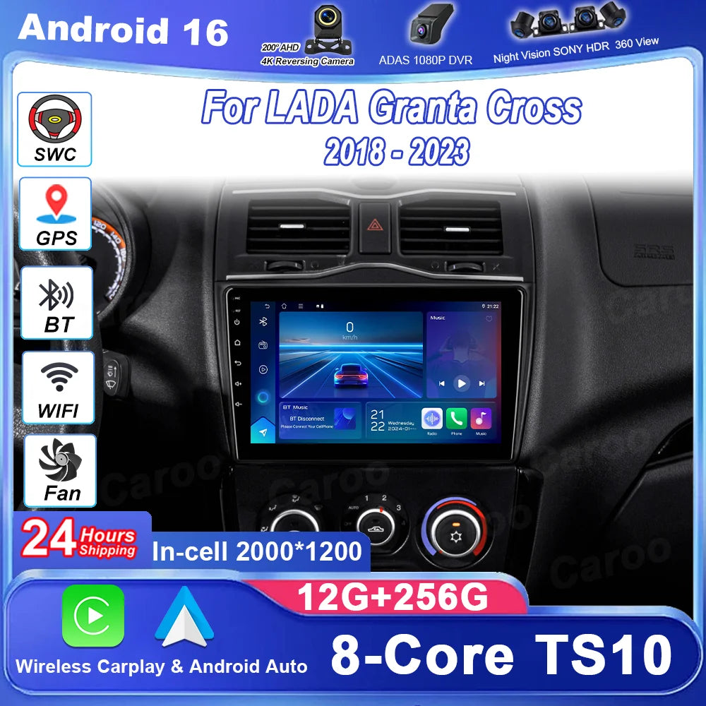 Car Android Radio Stereo For LADA Granta Cross 2018 - 2023 Auto Multimedia Video Player GP
