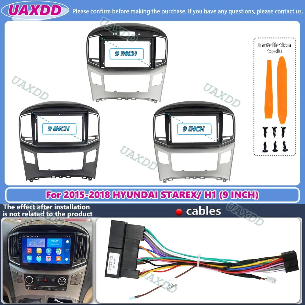 For 2015-2018 Hyundai STAREX H1 9inch Car stereo radio Android frame panel fascia cable vi