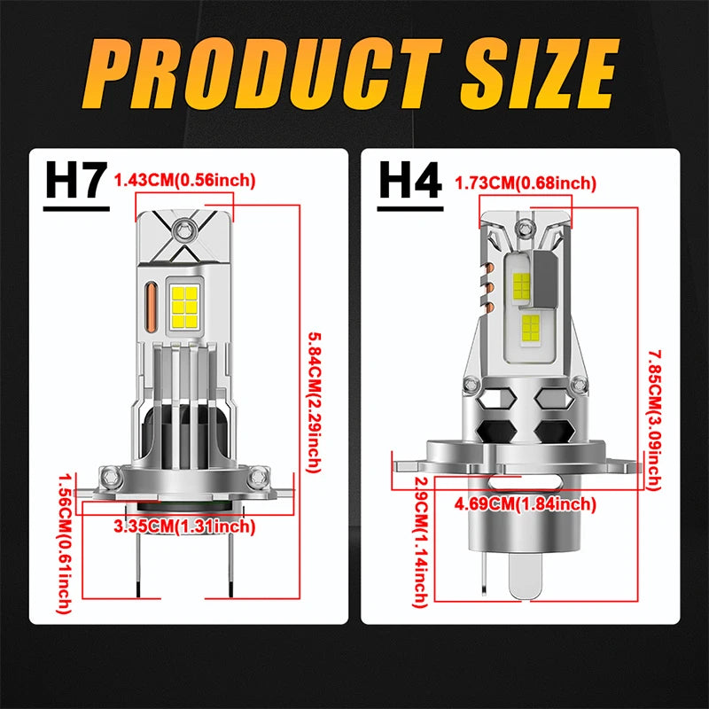 5000W High Power H7 H4 LED Bulb Turbo Headlight 6000K 5000000LM 12V 24V CSP Powerful Best