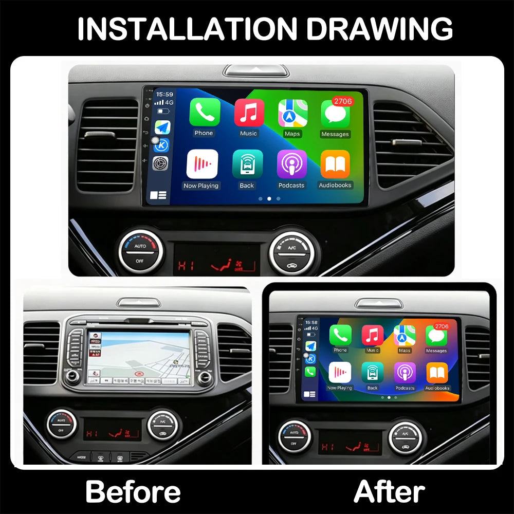 7inch Android 16 Radio For kia morning 2011-2016 Car Carplay Auto Navigation GPS Multimedi