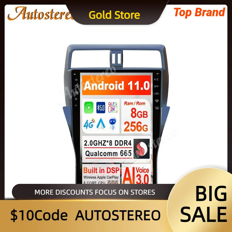 Carplay 16 Inch Android For TOYOTA Land Cruiser Prado 150 2018-2023 Tesla Style Car Multim