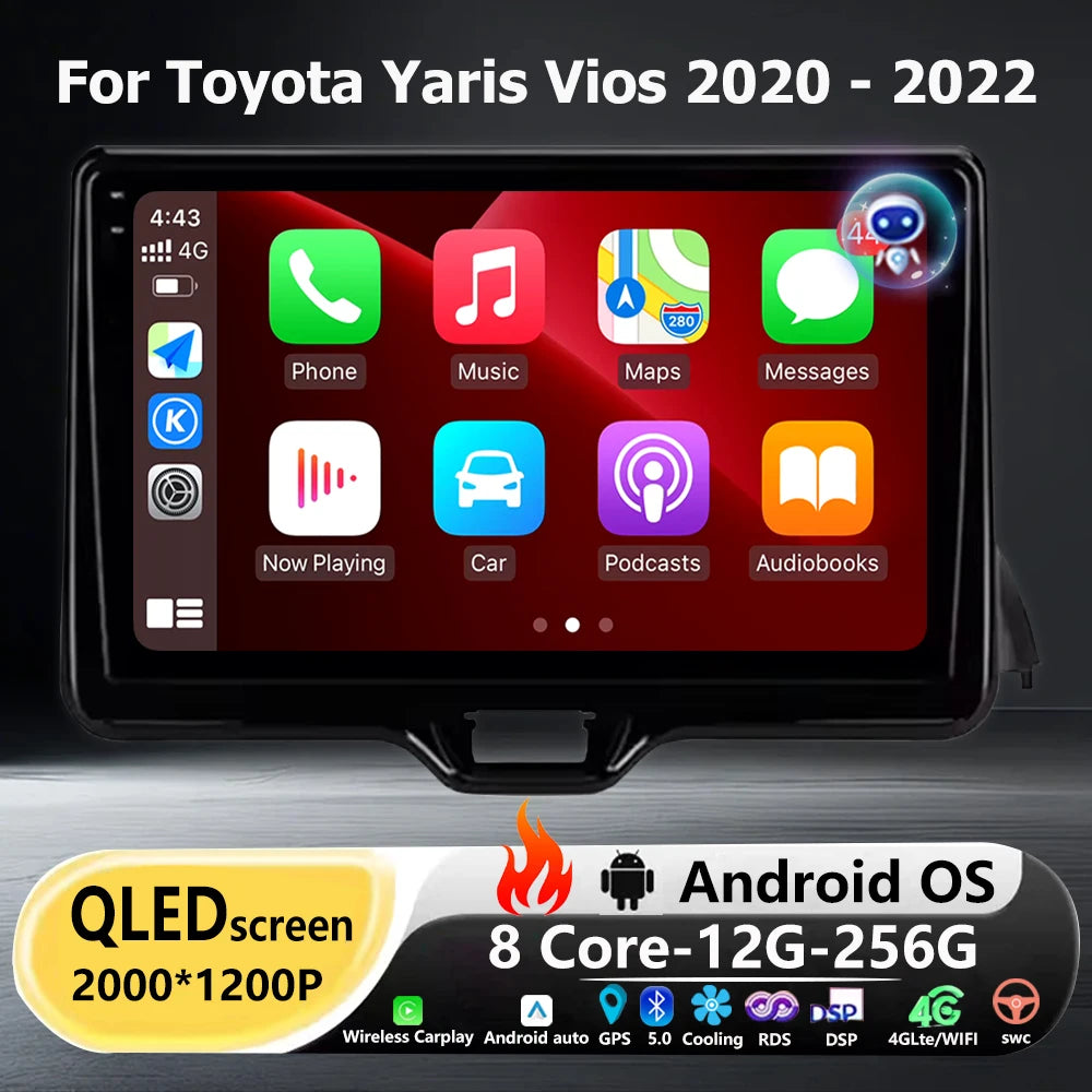 360 Camera Car Radio Multimedia Video Player GPS Navigation For Toyota Yaris Vios 2020-202