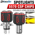 Motorcycle Headlight Dual Lens 16W 1200LM 12-80V H4 H6/BA20D Dual Color White Yellow Beam
