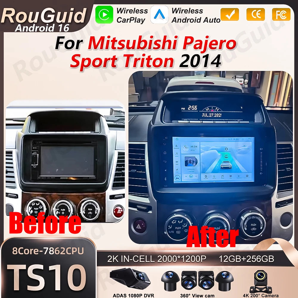 Carplay Android 16 For Mitsubishi Pajero Sport Triton 2014 Multimedia Player 5G Bluetooth  | AUTOKITSHOP