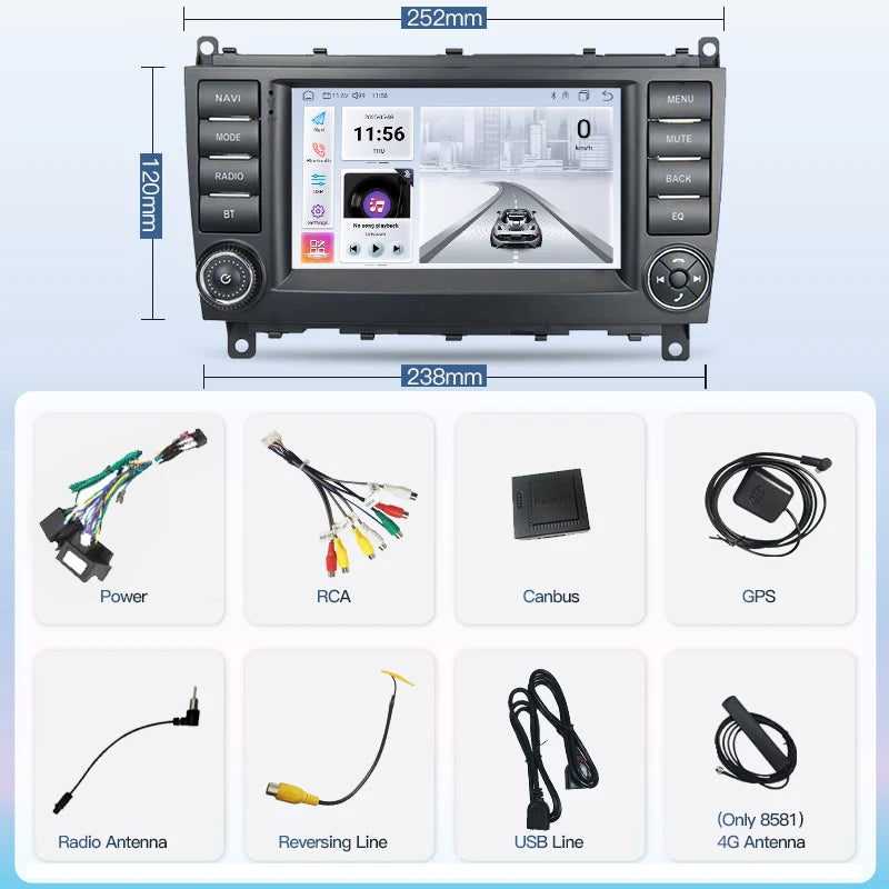 SZLELV Carplay Android Auto Car Radio Multimedia For Mercedes Benz CLC CLK C-Class W203 C1