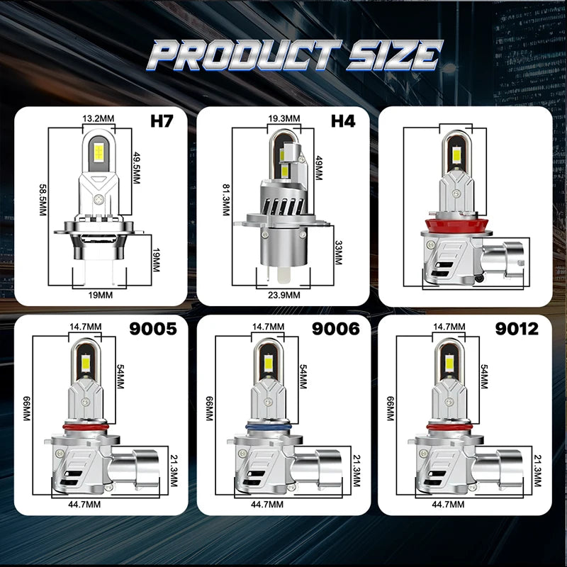8600W H4 LED Headlight Bulb H11 H8 H9 9005 Mini Wireless CSP For LED Turbo 12V 9200000LM 6
