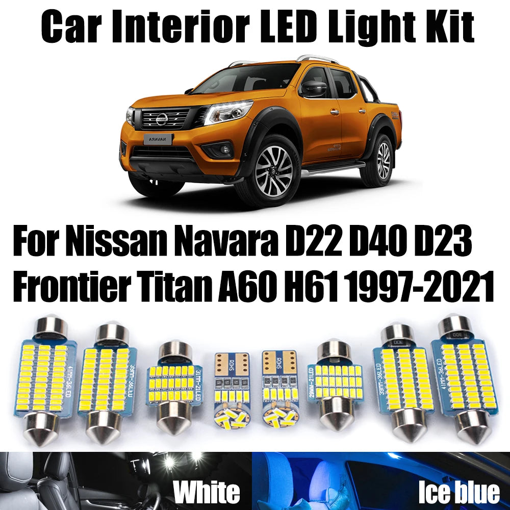 LED Interior Light Kit for Nissan Navara D22 D40 D23 Frontier Titan A60 H61 1997-2020 - Canbus Dome Map Door Trunk Bu...
