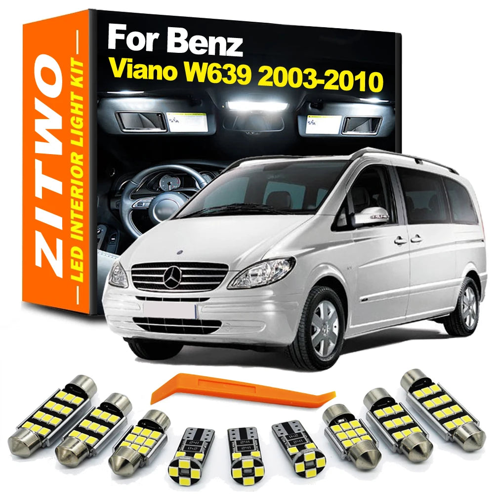 ZITWO 19Pcs Complete Car Lamp LED Bulb Interior Light Kit For Mercedes Benz Viano W639 2003 2004 2005 2006 2007 2008 2009 2010