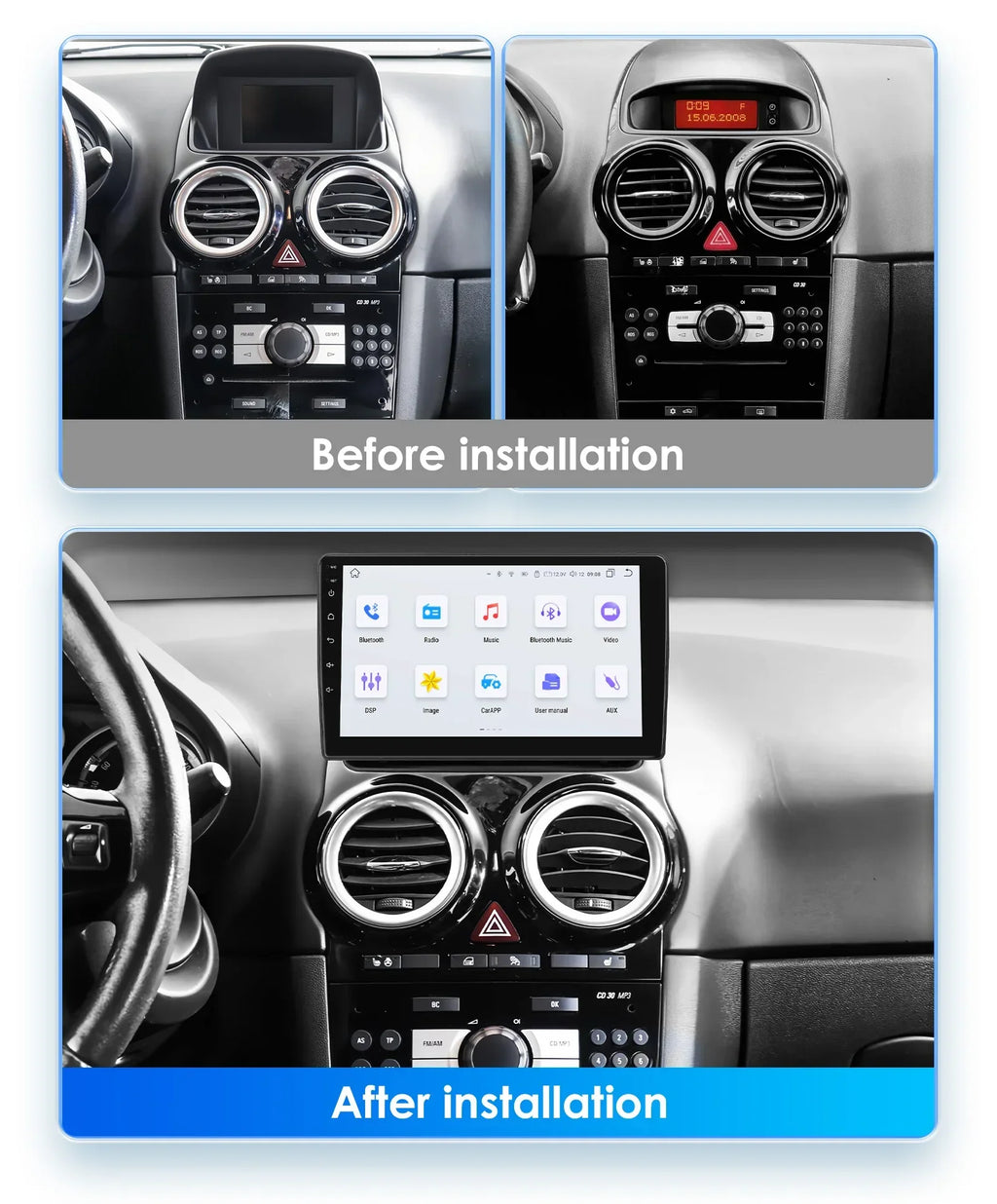 8G 128G Carplay 9" Android 12 Car Radio For Opel Corsa D 2007-2012 Hatchback Van Car Multi