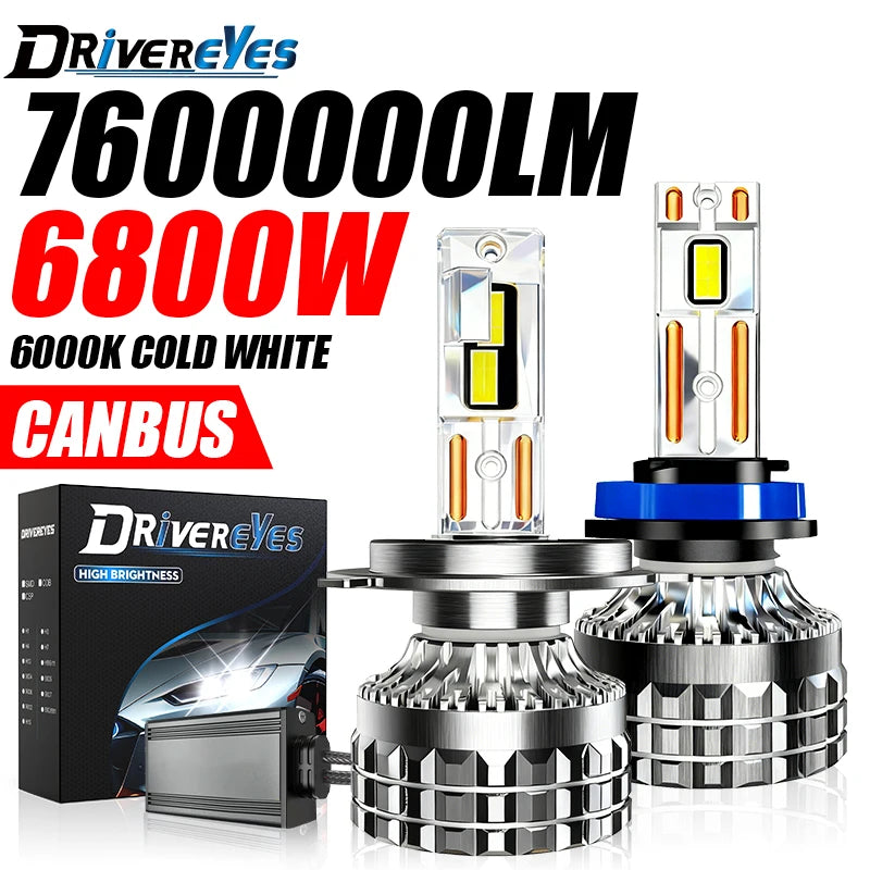 6800W H7 H4 Led 7600000LM Headlight Canbus H11 H1 9005 9006 HB3 HB4 9012 HIR2 6000K Ultra