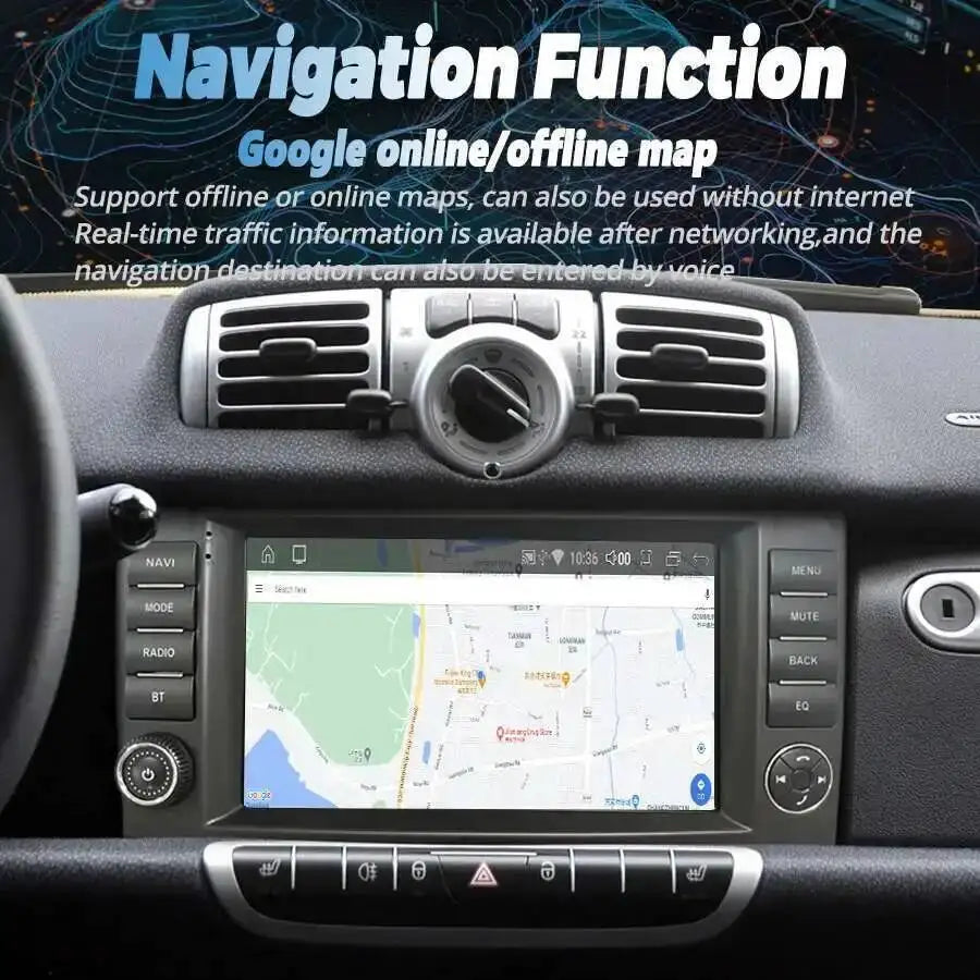 Android 14 Auto Radio Wireless CarPlay For Mercedes Benz Smart Fortwo 451 2005 - 2010 Car